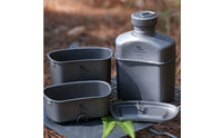 3 Pieces Titanium Bottle and Container Set Matte Water Bottle with Food Containers Camping Cookware Set Ultralight Drinkware