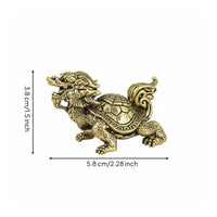 Antique Finish Brass Dragon Turtle Figurine Feng Shui Inspired Dragon Turtle Figurine Wealth and Prosperity Symbol Tea Pet Handmade for Desktop