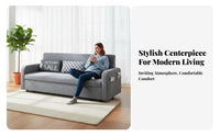 Upholstered Storage Futon Multi-Functional Pull-extendable Loveseat Space-Saving Design Sleeper Sofa for Small Apartment Dwellers, Students, Home Office