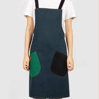 Cross-Back Canvas Apron No-Strings Design Gardening Smock Breathable Material Cross Back Apron for Gardeners, Florists, Workshop, Art Studio, Kitchen