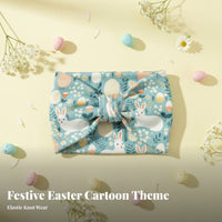 Knotted Wide Headwrap Bunny and Egg Print Wide Knotted Turban Easter Themed Headband for Stretching Discipline Practiti Single Rs, Athletes