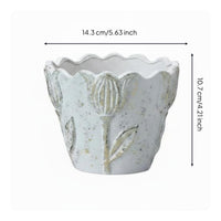 Flower-Shaped Cement Planter Outdoor Use European Style Planter Rustic Look Garden Decor for Balcony