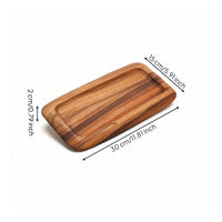 Acacia Wood Tray Rectangular Wooden Serving Platter Tray with Raised Edge for Hosts, Kitchen, Parties, Home
