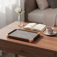 Jewelry Tray with Slots Wood-Grain Jewelry Display Tray Tabletop for Dresser