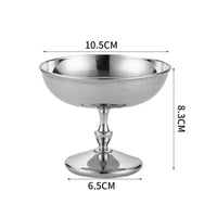 Stainless Steel Dessert Cup Central Stem Metal Sundae Bowl Reusable Household Tableware for Salad Serving