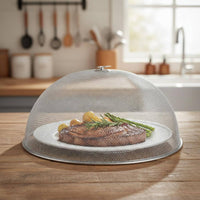 Stainless Steel Mesh Food Buffet Cover Handle Design Round Dining Table Cover Lightweight Mesh Food Dome for Buffet