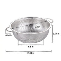 Rice Washer and Rice Strainer Washing Bowl, 304 Stainless Steel Metal Sieve with Small Holes, Loop Base and Double Handles for Pasta Spaghetti