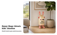 Smiling Face Bunny Ears Trash Can Translucent Lid Rabbit Trash Can Thumbs-up Graphic Decorative Bin Shoe-Shaped Feet for Home, Kitchen, Living Room