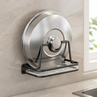 Kitchen Organiser Pot Lid Holder, Wall Mounted No-Drill Cutting Board Rack, Matte Finish Pan Lid Organiser for Busy Cooks