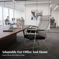 Wheeless Design High-Back Sled Base Chair Ergonomic Support Office Furniture Stable Construction Heavy Duty Frame for Conference Attendees, Students, Big and Tall Users, Reception Area, Waiting Room