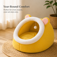 All-Season Thickened Warm Enclosed Pet Bed for Cats and Small Dogs