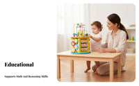 Educational Bead Maze Learning Cube Multipurpose Wooden Activity Cube Develops Hand-Eye Coordination for Toddlers, Preschoolers