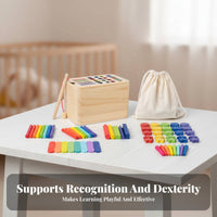Multiple Play Modes Color and Shape Sorting Toy Develops Fine Movement Skills Wooden Shape Sorter Box Hand-Eye Coordination Color Sorting Box Natural Wood for Toddlers, Kids, Preschoolers, Preschool, Daycare