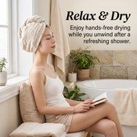 Fleece Drying Turban with Jacquard Weave, Microfiber Towel for Adults Post Bath Morning Routine, 25 x 65 cm