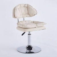 Height-Adjustable Swivel Vanity Chair Padded Swivel Stool with Backrest Cushioned Vanity Chair High-Density Foam for Makeup Room