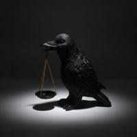 Resin Candle Holder with Hanging Tray Sculpted Raven Candle Holder Witchy Bird Sculpture Macabre for Bookshelf