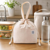 Japanese Style Large Capacity Insulated Lunch Bag with Drawstring Closure