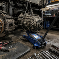 Gearbox Jack with Chain 3-Ton Slim-Profile Gearbox Jack Lift Wheeled Heavy-Duty for Mechanics, Workshop, Garage