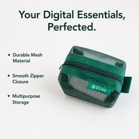 Mesh Storage Pouch, Digital Accessories Zip Pouch for Power Adapter & Cables, Fine Mesh Travel Cable Organiser