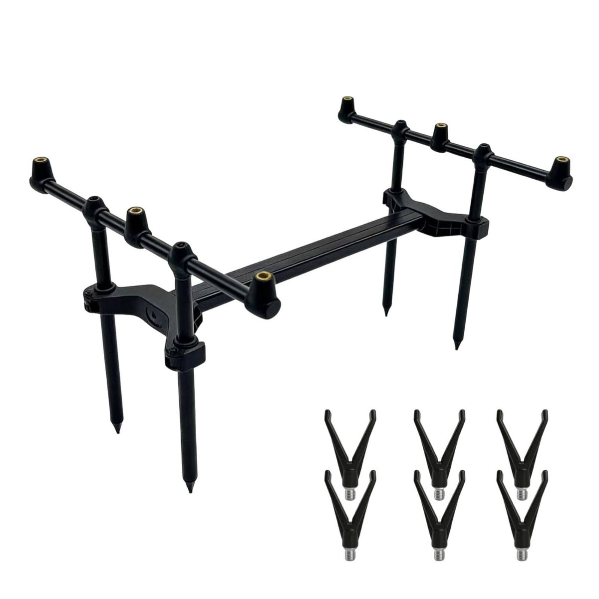 Double Rod Stand Telescopic Ground Stake Rod Holder Easy to Set up Ground Fishing Pole Holder for Outdoor