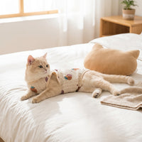 Cat Spay Recovery Suit, Printed Sleeveless Post-Operative Clothing, Anti-Licking Post-Surgery Cat Clothes with Closure