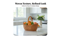 Faux Wicker &bazaar Tote sturdy Plastic Wicker tote Easy to Clean for Kitchen