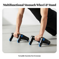 4 Wheel Abdominal Wheel Silent Function Abdominal Exercise Wheel Foldable Press-up Stand Non-Slip Grip 2 in 1 Midsection Fitness