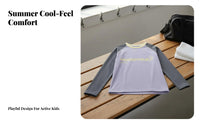kids' Long Sleeve T-Shirt Quick-Dry Color Block Raglan Tee Sweat-Absorbing-Wicking kids' Color Block Tee for Children, Girls, Summer, Everyday Wear
