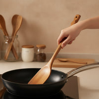 Wooden with Hanging Hole Smooth-Polished Wooden Long-Handled Turner with Hanging Hole for Home Cooks, Kitchen