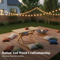 Wooden Frame Sofa Set Weather Resistant Outdoor Furniture sturdy Construction Conversation Group for Families, homeowners, Balcony, Garden, Backyard