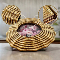 Vintage-Inspired Round Photo Frame Scalloped Round Picture Frame Elegant Easy to Clean for Dresser, Mantel, Entryway