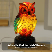 Warm Ambient Radiance Resin Owl Night Light Colorful Owl Lamp for Children, Bedside, Bedroom, Living Room