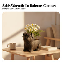 Sculpted Home Decor Compact Black Pug Planter Succulent Pug Planter Long-Lasting