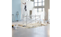 Heavy Duty Mobile Scaffolding Frame Easy Assembly Galvanized Steel Scaffold Adjustable Height Walk-Through Scaffold Frame Reinforced Joining for Contractors, Builders, Painters, Exterior Renovation, Building Maintenance, Outdoor Work