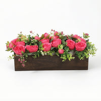 Artificial Flower Arrangement with Rustic Wooden Planter Box Farmhouse Tabletop Floral Arrangement Full Decor for Banquets