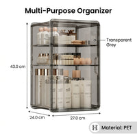 Cosmetics Storage Box with Dividers, Clear Acrylic Skincare Organizer, Dustproof Makeup for Bathroom and Dressing Table