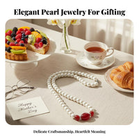 2 Pieces Faux Pearl Necklace and Bracelet Set Ideal Gift Pearl Jewelry Set Elegant Design Fashion Accessory for Elders, Women, Formal Events, Parties