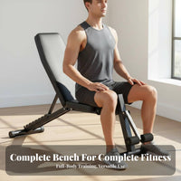 Heavy Duty Construction Foldable Exercise Bench Easy Assembly Foldable Workout Bench Non-Slip Feet Home Gym Gear Sweat-Resistant PU Leather