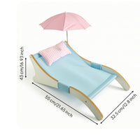 Cat Lounge Bed with Canopy Breathable Raised Pet Cot with Umbrella Comfortable Pet Bed Hammock Frame for Cats, Young Dogs, Patio