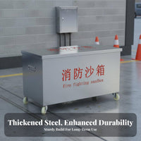 Stainless Steel Fire Sand Bin Heavy-Duty Casters Fire Fighting Sandbox Resistant Mobile Sand Storage Box for Factory, Workshop, Warehouse