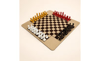 Sculpted Knight Heads Four-Player Chess Set Glossy 4 Player Chess Set Rounded Corners Strategy Game
