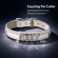 Leather Pet Collar, Universal All Seasons Neckwear, Bling Diamond Accessory, Shiny Decorative Leash, Fashionable Animal Gear