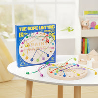 Wooden Rope Puzzle Board Game Brain-Teasing Wooden Rope Puzzle Untangling Game Reasoning Elastic for Children, Home, Classroom