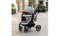 Detachable Pet Carrier Breathable Mesh Lightweight Cat Pushchair Large Wheels for Park