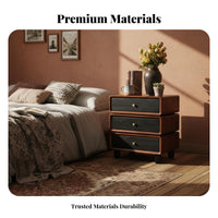 Retro Narrow Cabinet hardwood Wood Construction 3-Drawer Narrow Nightstand Space-Saving Bedside Table for Homeowners, Bedroom, Small Spaces, book corner