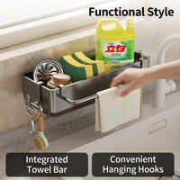Dish Cloth Holder and Wall Mount Rack for Kitchen or Bathroom Rectangular Drain Basket with No-Drill Suction Cup