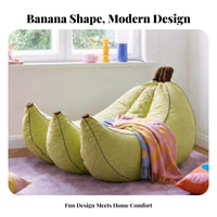 Cute Shape Banana-Shaped Lounger Single Person Bean Bag Chair Novelty Design Floor Sofa Comfortable for College Students, Teens, Adults, Bedroom, Living Room, perusing corner, Lounge Area
