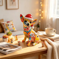 Modern Minimalist Water Transfer Resin Chihuahua Dog Figurine for Desk and Living Room