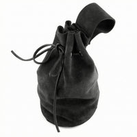 Textured Suede Pouch Bag Gathered Top Soft Drawstring Pouch Plain Corded Tie Bag
