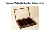 Eyeglass Display Case Walnut Wood Textured Eyewear Storage Display Case Large Capacity Sunglasses Storage Box for Collectors, Dressing Table, Closet